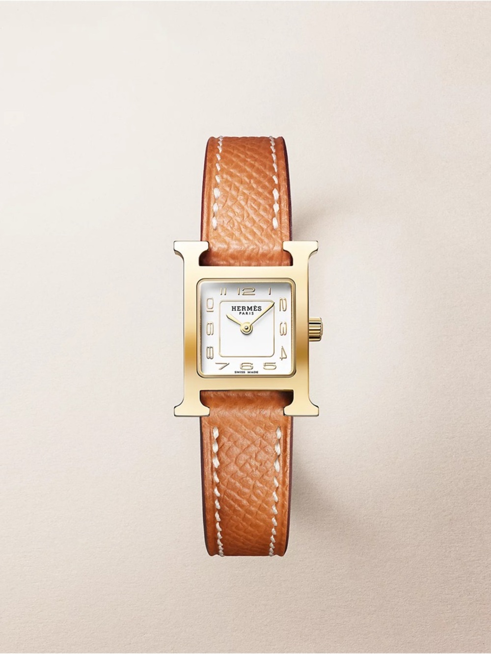 HERMES Heure H Hour Quartz Watch Gold, medium face